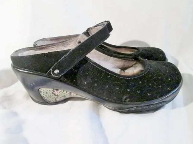 Womens J-41 ADVENTURE ON JASPER Suede Slip on Shoe Clog 9 BLACK Maryjane Mule