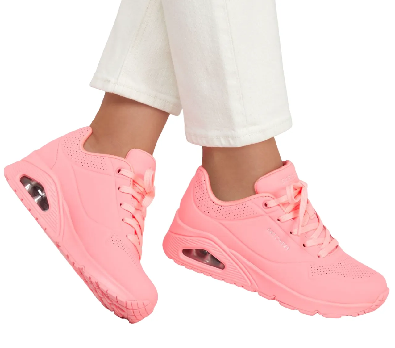 Womens Skechers Uno - Stand On Air Coral Lace Up Sneaker Shoes